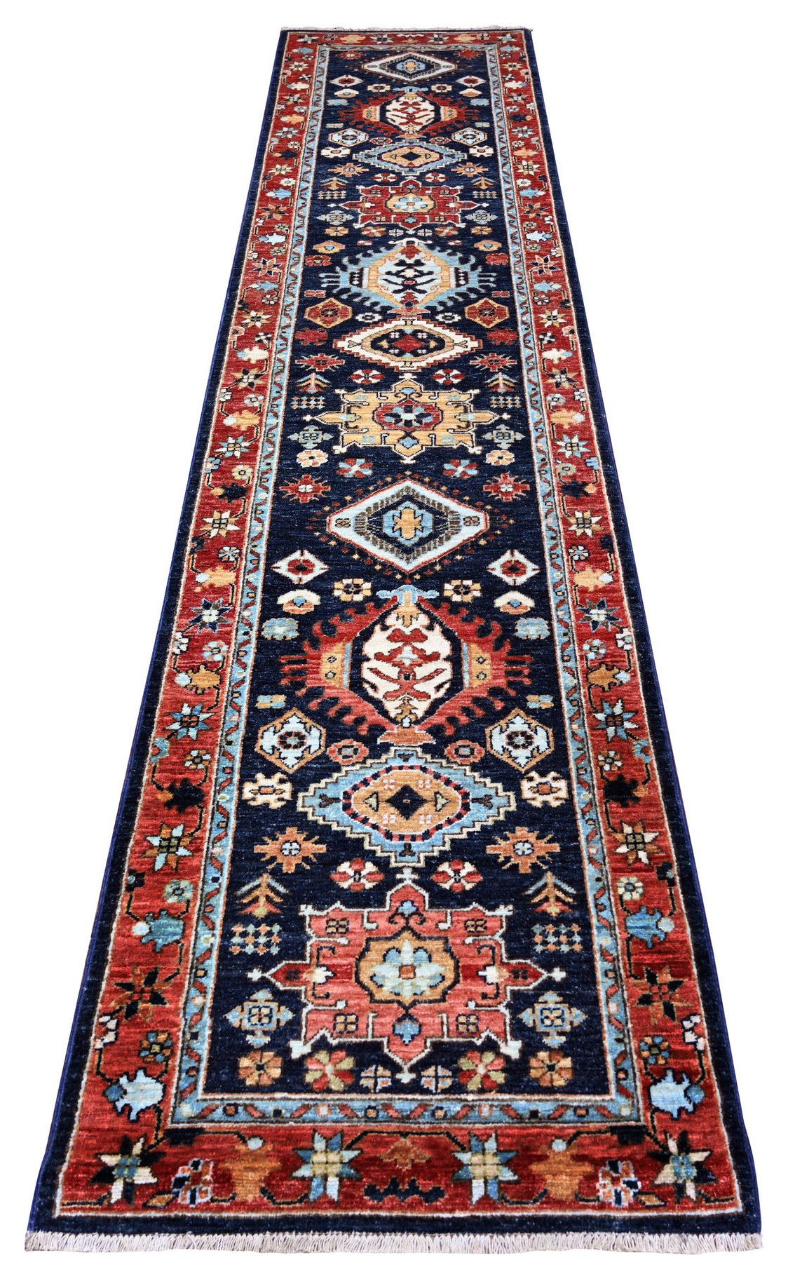 Prussian Rugs Prussian Blue with Carmine Red Border Fine Aryana Karajeh Design Rug 2 ...