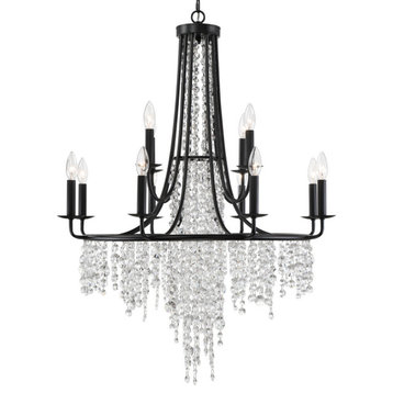 Crystorama Gabrielle 12-Light Traditional Chandelier in Matte Black