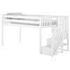 Twin Loft Bed, Pinewood Frame With Safety Guard Rails and Storage Drawers, White