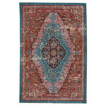 Vibe by Jaipur Living - Vibe by Jaipur Living Marielle Medallion Area Rug, Rust/Teal, 9'6"x12'7" - Inspired by the vintage perfection of sun-bathed Turkish designs, the Myriad collection is warm and inviting with faded yet moody hues. The Marielle rug boasts an elegantly distressed, bohemian medallion in tones of rust, teal, pink, and blue. This power-loomed rug features a plush and durable blend of polyester and polypropylene, lending the ideal accent to high-traffic spaces.
