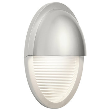 Conti LED 12 inch Painted Platinum And Clear Etched Glass Outdoor Wall Light
