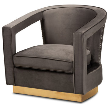 Phirr Contemporary Velvet Accent Chair Gray