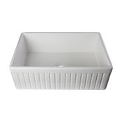 ALFI AB509-W White 30" Fluted Apron Single Bowl Fireclay Farmhouse Kitchen Sink