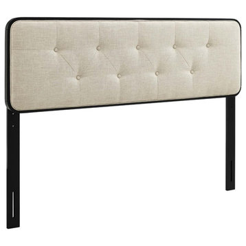 Modway Collins Tufted King Fabric and Wood Headboard in Black/Beige
