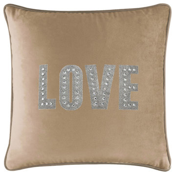 Sparkles Home Love Montaigne Pillow, Champagne Velvet, 20x20