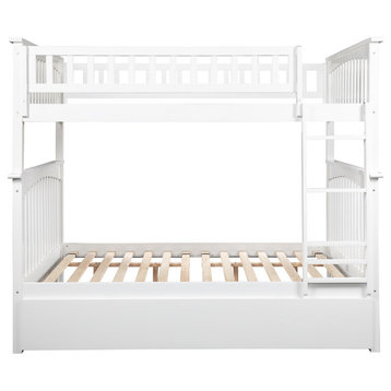 Columbia Bunk Bed Full Over Full With Full Size Urban Trundle Bed, White