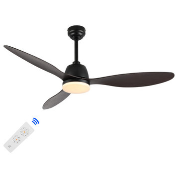 Audie 52" 1-Light App/Remote-Controlled 6-Speed Ceiling Fan, Dark Brown Wood