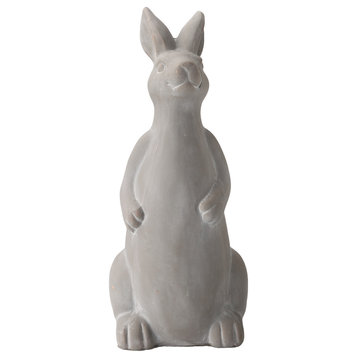 Terracotta Sitting Rabbit Figurine, Coated Gray Finish