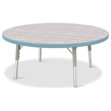 Round Activity Table - 36" Diameter, T-height - Driftwood Gray/Coastal Blue/Gray