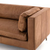 Beckwith Mid Century Modern Camel Leather Cushion Back Sofa 94"