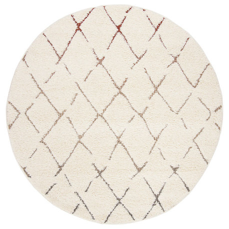 Safavieh Santorini Shag Sgg174A Shag Rug, Cream/Multi, 6'7"x6'7" Round