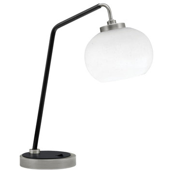1-Light Desk Lamp, Graphite/Matte Black Finish, 7" White Muslin Glass