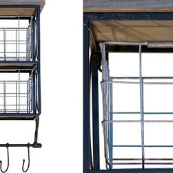 Metal Shelf With Basket & Hooks - Double - Products