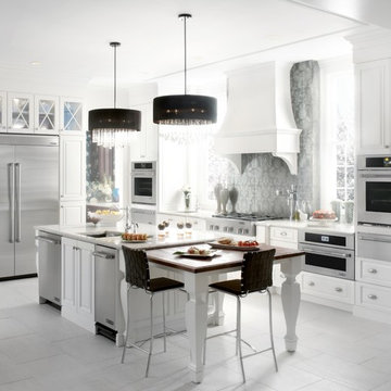 White Eclectic Kitchen featuring Jenn-Air Appliances