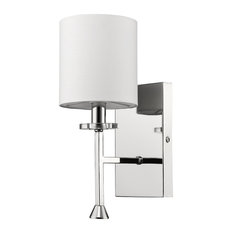 Kara Indoor 1-Light Sconce With Shade/Crystal Bobeche, Polished Nickel