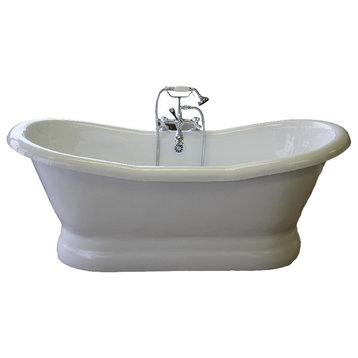 Empress 68" Double Slipper Pedestal White Tub