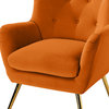 Tufted Accent Chair With Golden Legs, Orange
