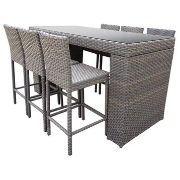 Florence Bar Table Set With Barstools 7 Piece Outdoor Wicker Patio Furniture
