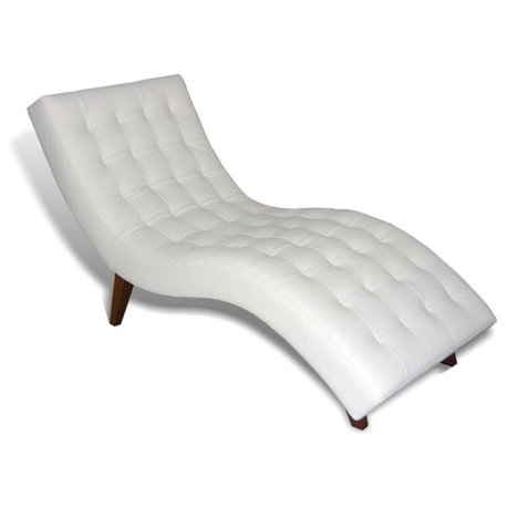 Contemporary Genuine Leather Leisure Chaise, Lounge, Daybed, White