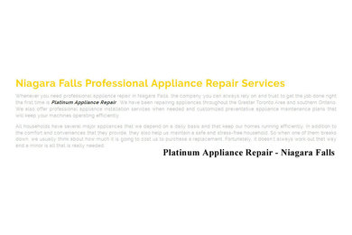 Appliance Repair Niagara Falls - Platinum Appliance Repair 289-271-6843