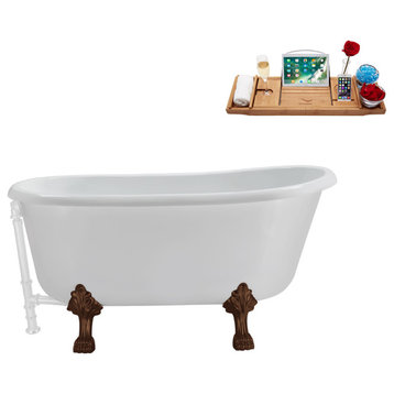 57'' Streamline N374ORB-WH Soaking Clawfoot Tub and Tray with External Drain