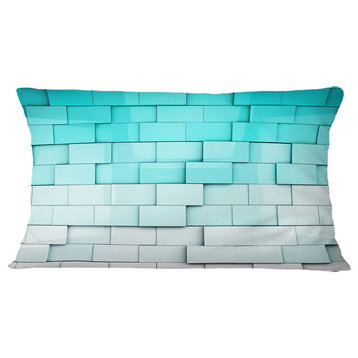 Blue Mosaic Cubes Contemporary Throw Pillow, 12"x20"