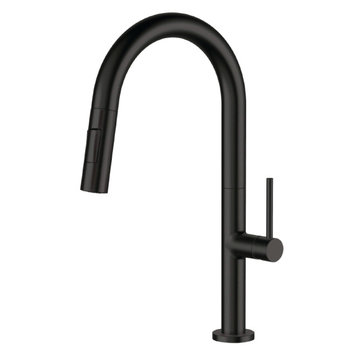 Fine Fixtures Pull Down Single Handle Kitchen Faucet, Black