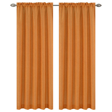 Tweed Drapery Curtain Panels, Turmeric