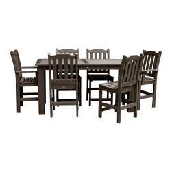 Highwood USA - Lehigh 7-Piece Rectangular Counter-Height Dining Set, Weathered Acorn - Outdoor Pub And Bistro Sets