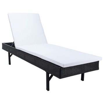 Contemporary Chaise Lounge, Comfortable Adjustable Plush Seat, Black