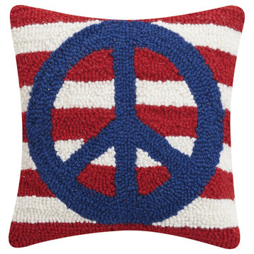 Patriotic Striped Peace Sign Hook Pillow