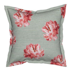 Peonies Throw Pillow - Decorative Pillows