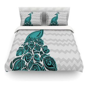 Kess InHouse Catherine Holcombe I Love The Sea 2 Blue Teal Cotton King Duvet Cover 104 x 88