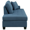 Lexicon Elmont 75.5" Transitional Textured Fabric Chaise with 1 Pillow in Blue