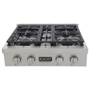 Kucht Professional 30" Range Top With Sealed Burners, Classic Silver, 30", Lp