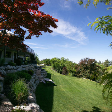 Side Yard With Stairs And Retaining Wall