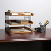 Home Office Wood Desk Organizer Mail Letter Tray With 3 Shelves, Natural Wood