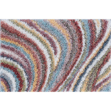 Luz Shag Stripe Multi-Color Scatter Mat Rug, 2'x3'