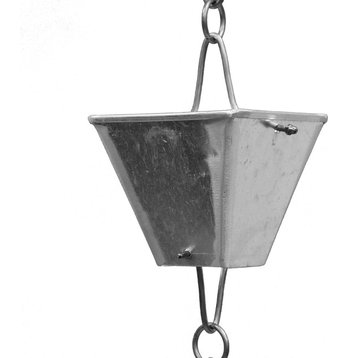 Extra Large Aluminum Square Cups Rain Chain With Installation Kit, 8 Foot