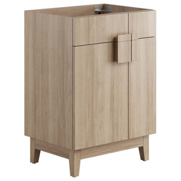 Modway Miles 24" Wood Bathroom Vanity Cabinet with Tapered Legs in Oak