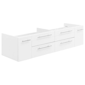Lucera Wall Hung Double Undermount Sink Bathroom Cabinet, White, 60"