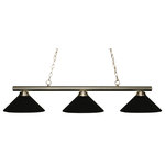 Z-Lite - Z-Lite 155-3BN-MMB Sharp Shooter 3 Light Billiard in Matte Black - The simple styling of this three light fixture creates a classic statement. Finished in brushed nickel, this three light fixture uses metal matte black shades to compliment its classic look, and 36" of chain per side is included to ensure the perfect hanging height.