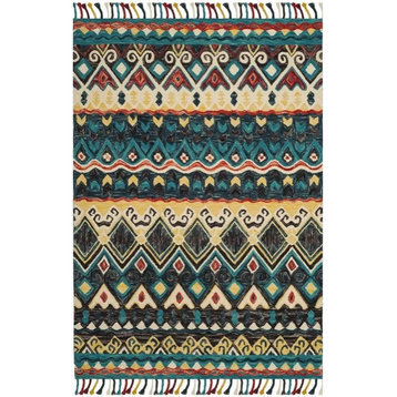 Southwestern Area Rug, Multicolored Wool & Tribal Geometric Pattern, 8' X 10'
