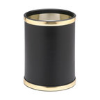Sophisticates Black With Polished Brass 10.75" Round Waste Basket