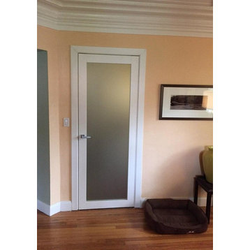 Planum 2102 French Frosted Glass Panel Door 24x80 White Silk