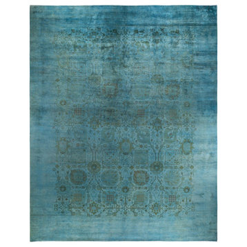 Overdyed, One-of-a-Kind Hand-Knotted Area Rug Blueish, 12' 1" x 15' 2"