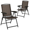 Costway 2PCS Folding Sling Chairs Steel Armrest Patio Camping W/Adjustable Back