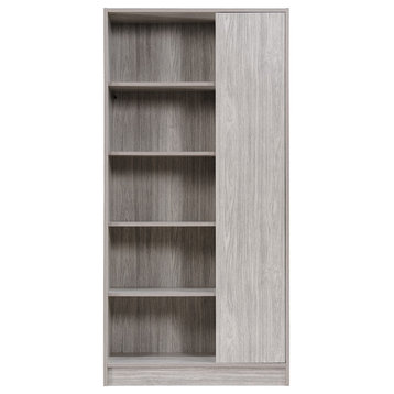 GDF Studio Annabelle Mid Century Finished Faux Wood Bookcase, Gray Oak