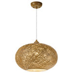 Maxim Lighting - Bali 1-Light Chandelier, 10" - Spherical dual shades constructed of woven string in two tone finish combinations, Natural with White inner and Chocolate with White inner.  Shades are treated for weather resistance and are U.L. approved for damp location which make them perfect for outdoor living spaces.
