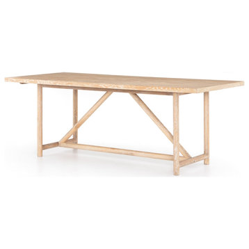 Mika Rustic Modern Whitewashed Oak Dining Table 84"